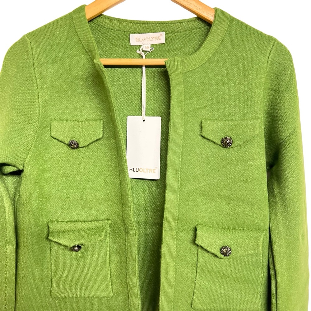 New Bluoltre Long Sleeve‎ Open Front Cardigan Jacket in Green